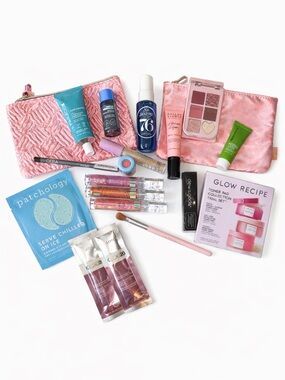 Ipsy-2 Pink Bags- Lot Of 19 Products- Some Sample And Some Full Size- New Unused